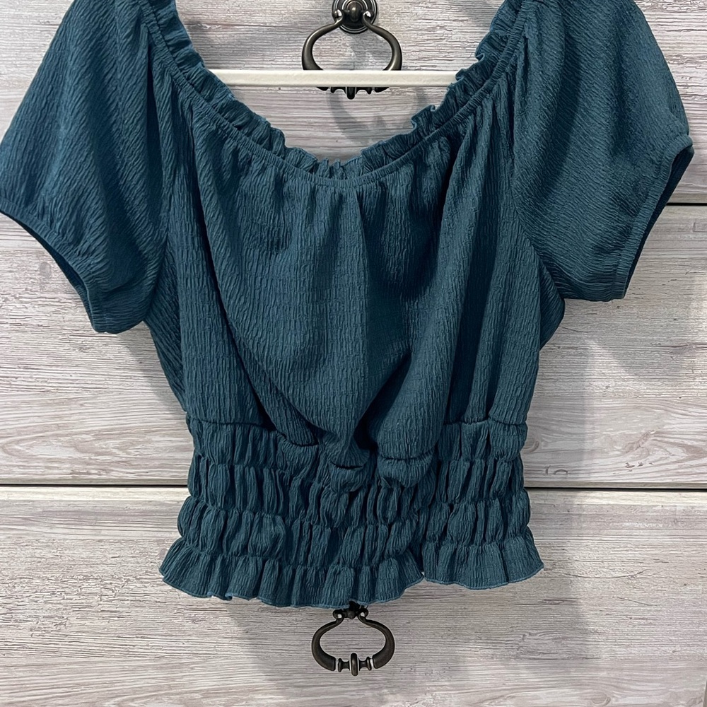 Teal Smocked Women's Top